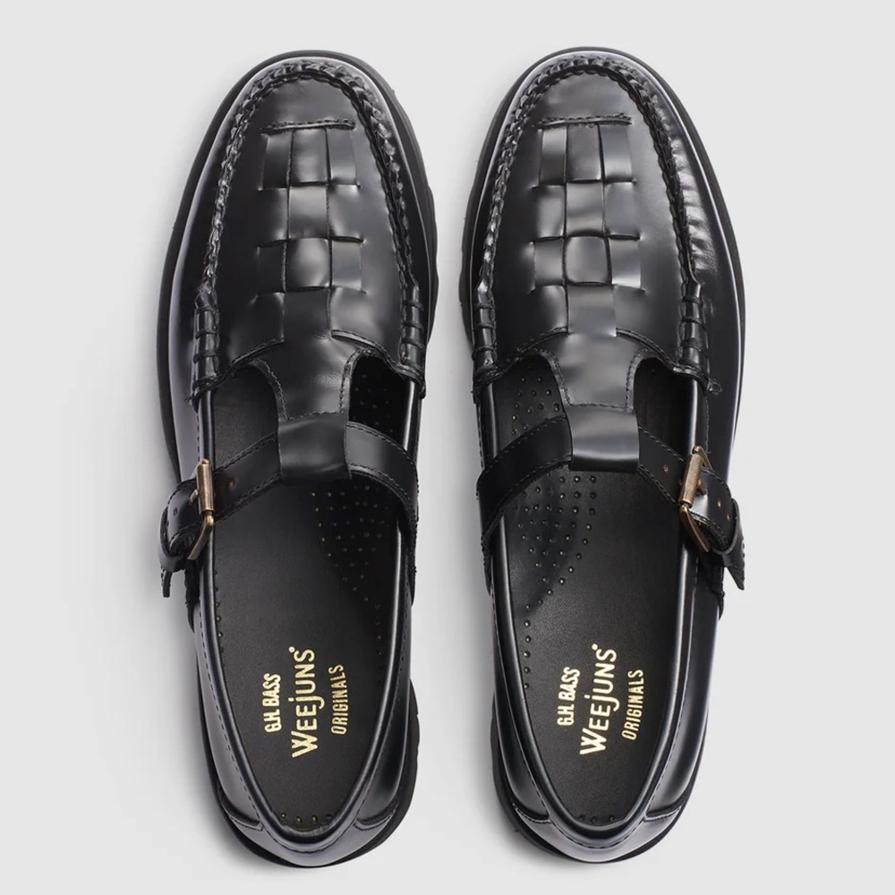 G.H. Bass & Co. Black Women’s Mary Jane Fisherman Super Lug Weejuns Loafer US8.5